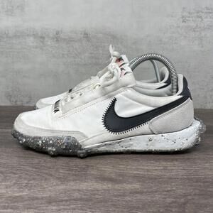 Nike Waffle Racer Crater Womens 7 Running Shoe White Black Grey CT1983-104